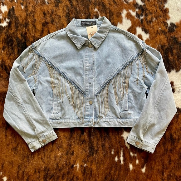 Denim Fringe Jacket - Picture 1 of 4